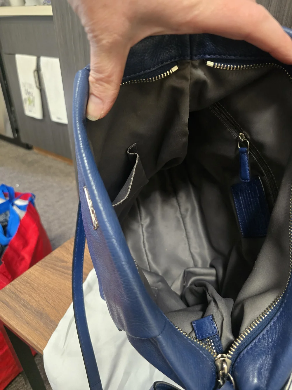 Coach F23224 Blue Pebbled Leather Convertible Shoulder Crossbody Hobo Bag